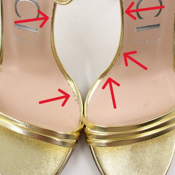Pre-Owned Authentic Gucci Ilse Metallic Leather Heels in Gold IT Size 37.5 - Picture 13 of 15